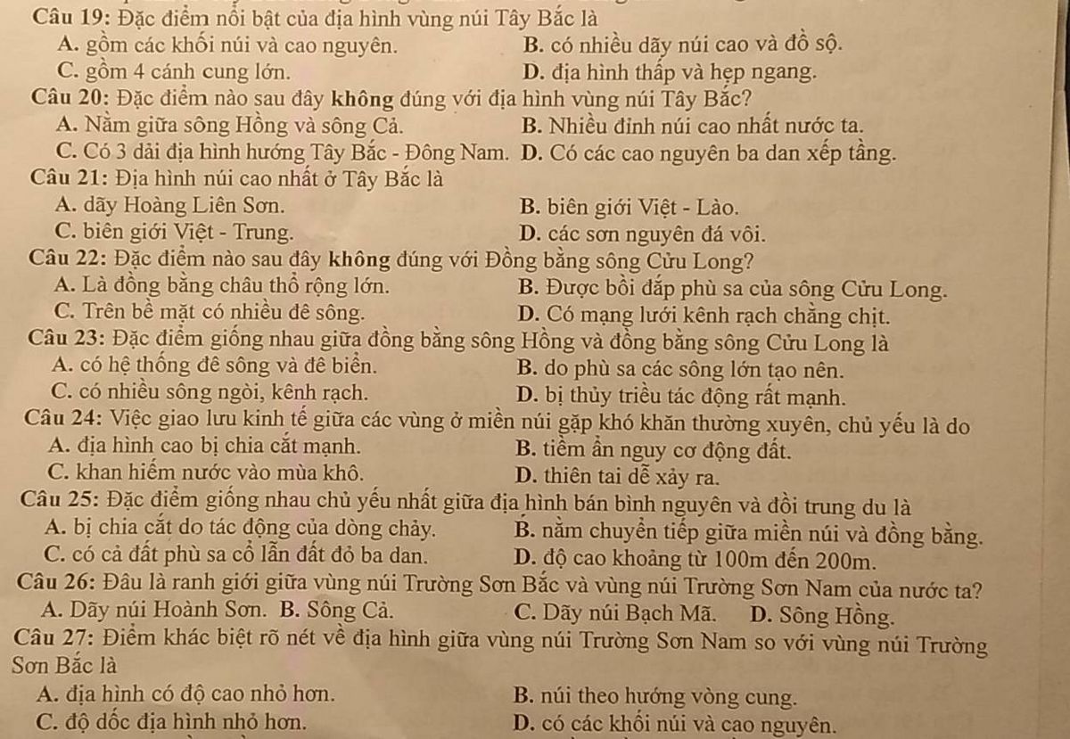 Sơ đồ địa hình vùng núi Tây Bắc với các cánh cung lớn và dãy Hoàng Liên Sơn